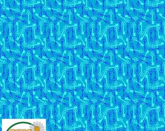 Stof European Quilting Best Bits Keys Tejido de Algodón Azul cortado a medida