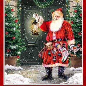Henry Glass Old Saint Nick 24&quot; Panel bawełniany Tkanina Santa Przez Panel