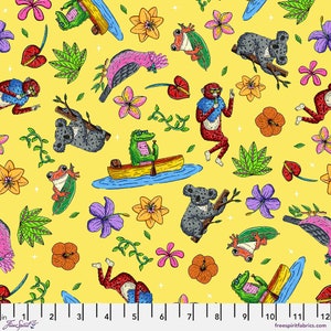 Free Spirit Mulga Tropical Jungle Jams Back To Nature Gelbe Stoff Meterware
