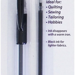 Allary Fabric Marking Heat Erasable Pen w/ Cartridge Refill Black