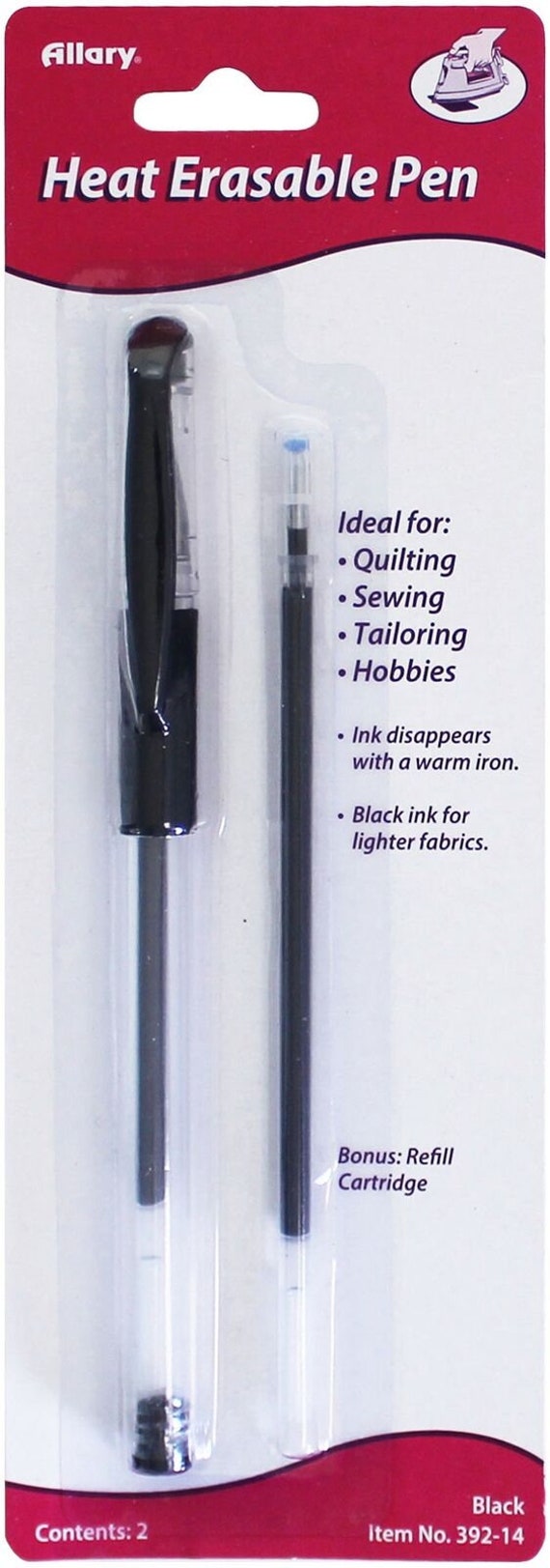 2 Pk Heat Eraseable Fabric Pen Refill Black Ink Marking Clothing