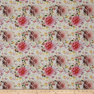 Stof of France Un Jour En Ete Floral Pink Cotton Quilting Fabric By The Yard