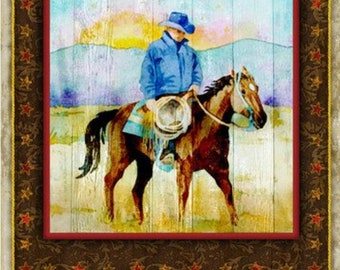 Henry Glass Sunset Rodeo 24" Western Panel Cotton Fabric By The Panel