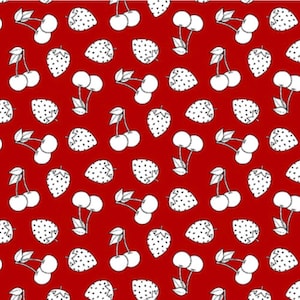 Henry Glass Country Fresh Tossed Fruits Red Fabric tagliato a misura