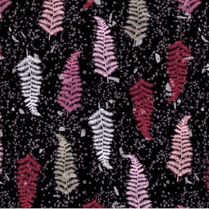 Stof European Marble Yard Multi Leaves Black Cotton Quilting Fabric By The Yard