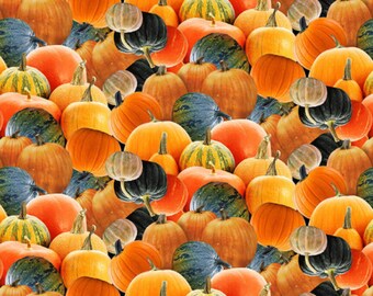 Henry Glass Autumn Splendor Tossed Pumpkin Orange Cotton Fabric By The Yard