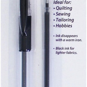 Allary Fabric Marking Heat Erasable Pen w/ Cartridge Refill Black