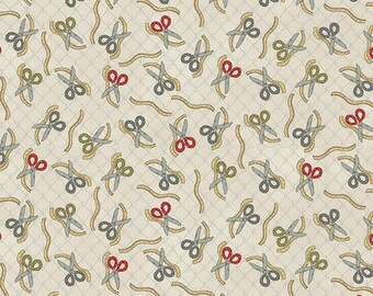 Henry Glass S Is For Sew Allover Scissors Cream Cotton Fabric By Yard