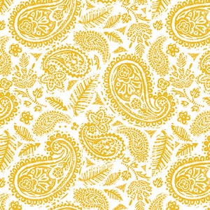Blank Quilting Mellow Yellow Paisley White Cotton Fabric By The Yard