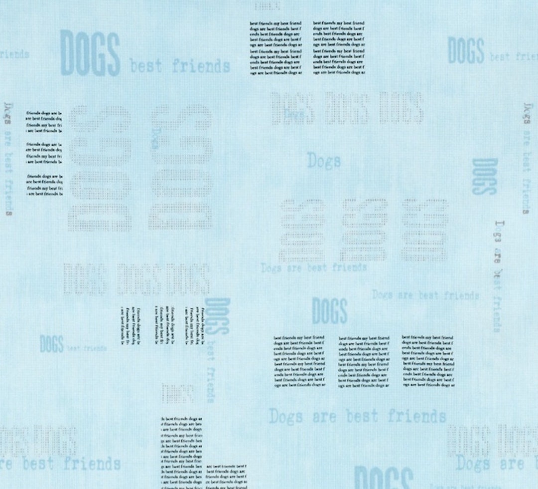 initial konstruktion blur Stof Fabrics 4500-149 My Best Friend Dog Words Blue Cotton - Etsy