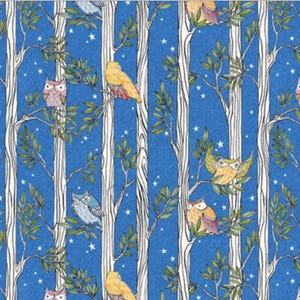 Free Spirit Cori Dantini Well Owl Be Owl Be In The Trees Blue Fabric By The Yard
