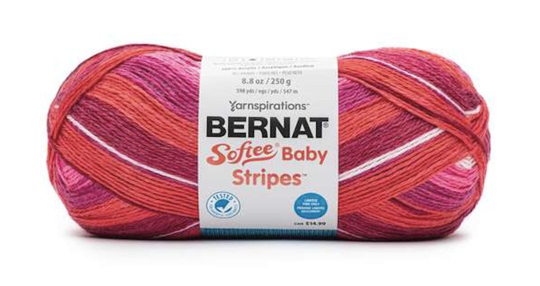 Bernat Softee Baby Stripes Verry Berry 250g Knitting Crochet Yarn Etsy