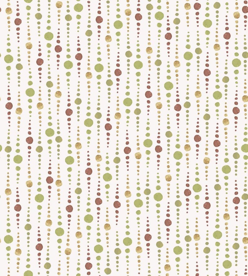 Stof Fabrics Murano Collection Dots Terra Cotta /& Green Cotton Fabric By The Yard