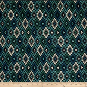 Stof of France Pablo Diamond Teal Cotton Quilting Fabric By The Yard