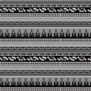 May include: Black and white seamless pattern with a repeating design of socks, clothespins, and geometric shapes.