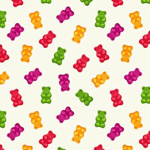 Blank Quilting Herban Sprawl Gummy Bears White Cotton Fabric By The Yard