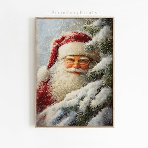 Vintage Christmas Wall Art Santa, Christmas Prints, Printable Vintage Christmas Wall Art, Holiday Home Decor