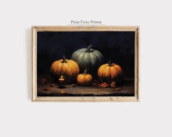 Pumpkins Art Print, Spooky Halloween Decor, Elegant and Cozy Wall Art for Fall Season