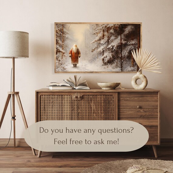 Art Mural Vintage Portrait Du Père Noël, Art De Noël Imprimable Enneigé, Décoration Rustique Des Vacances D'hiver, Peinture Antique Du Père Noël, Téléchargement Numérique - France