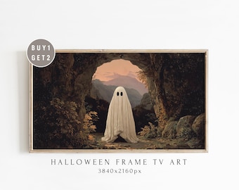 Spooky Ghost Cave, Vintage Halloween Frame TV Art (Digital Download)