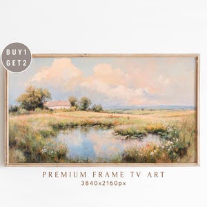 Pastel Landscape Frame TV Art, Summer TV Art, Farmhouse Frame Tv Art, Spring Frame TV Art