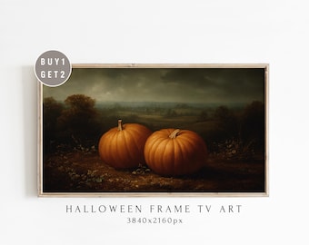 Moody Fall Frame TV Art, Dark Vintage Pumpkin Oil Painting, Samsung TV