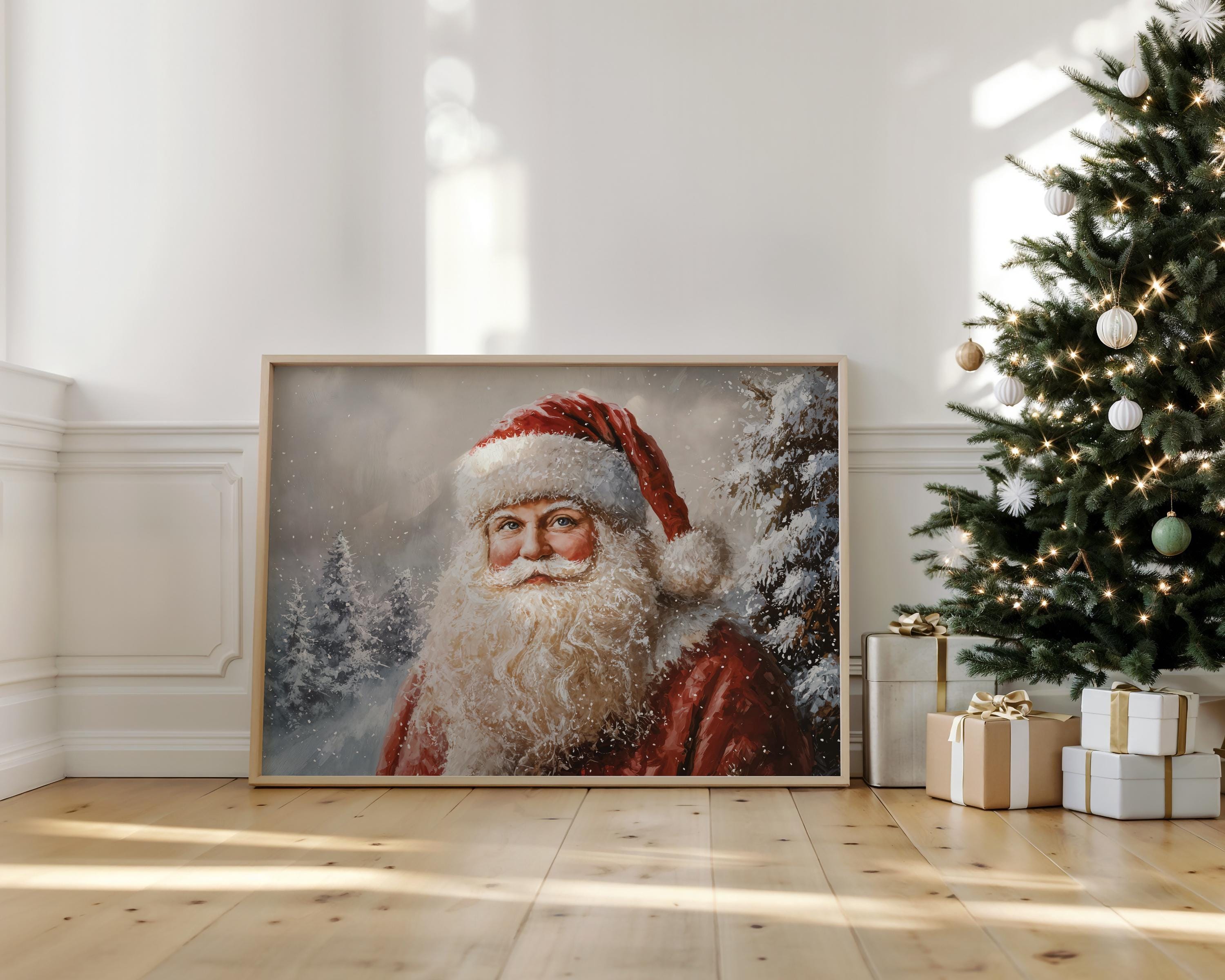 アンティークサンタクロースの肖像画、ヴィンテージクリスマスアート