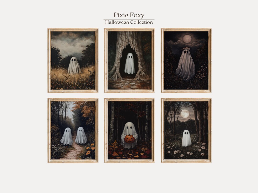 Spooky Ghost Print Set, Vintage Halloween Art (digital Download) - Etsy