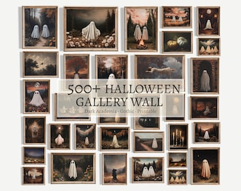 500+ Halloween Prints Bundle, Ghost Art, Dark Academia Gothic Gallery Wall, Vintage Spooky Decor