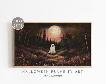Vintage Halloween Frame TV Art, Ghost in Forest (Digital Download)