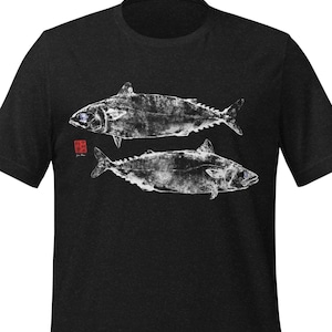Double Mackerel Gyotaku Unisex t-shirt (dark colour options)
