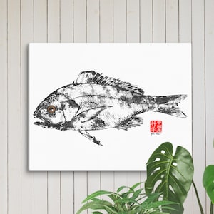 Red Snapper Gyotaku Canvas Print