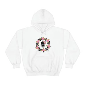 Floral Black Skull Hooded Sweatshirt