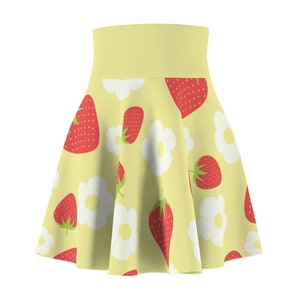 Jupe patineuse fraise marguerite pour femme