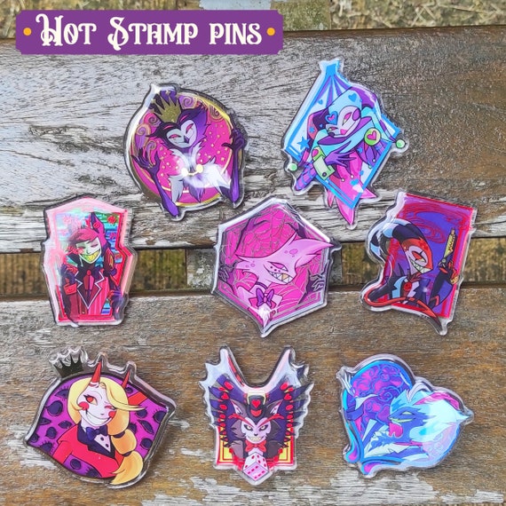 Pines estampados en caliente Helluva / Hazbin