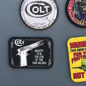 Colt Firearms Fridge Magnet Refrigerator Magnets Men Conservative Gift Republican Men Gun Ammo Theme Decor Beauty in the Eye of Gun Holder