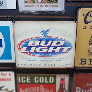 Bud Light Beer Sign Basement Bar Signage Anheuser Busch Beer Bartender Gifts 21st Birthday Decorations Vintage Beer Mancave Budweiser Beer