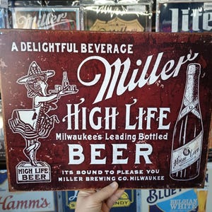 Miller High Life Beer Sign Basement Bar Signage Miller Lite Bartender Gifts 21st Birthday Decorations Vintage Beer Signs Mancave Wall Decor