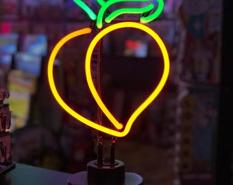 Peach Neon Sign REAL GLASS NEON One Sweet Peach Two Sweet Birthday Party Decor Peach Kitchen Decor Fruit Shelf Decor Funny Home Gym Decor