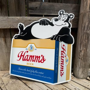 Hamm&#39;s Beer Sign Hamm&#39;s Bear Bar Signage Home Basement Bar Wall Decor Cabin Airbnb Decor Housewarming Gifts for Men Beer Drinker Gifts Uncle