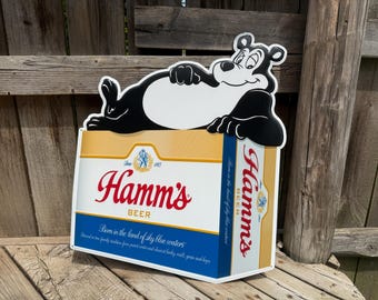 Znak Hamm's Beer Bar Znak Hamm's Bear Bar Dekoracja ścienna do piwnicy Dekoracja Airbnb Prezenty na parapetówkę dla mężczyzn Prezenty dla piwoszy Wujek
