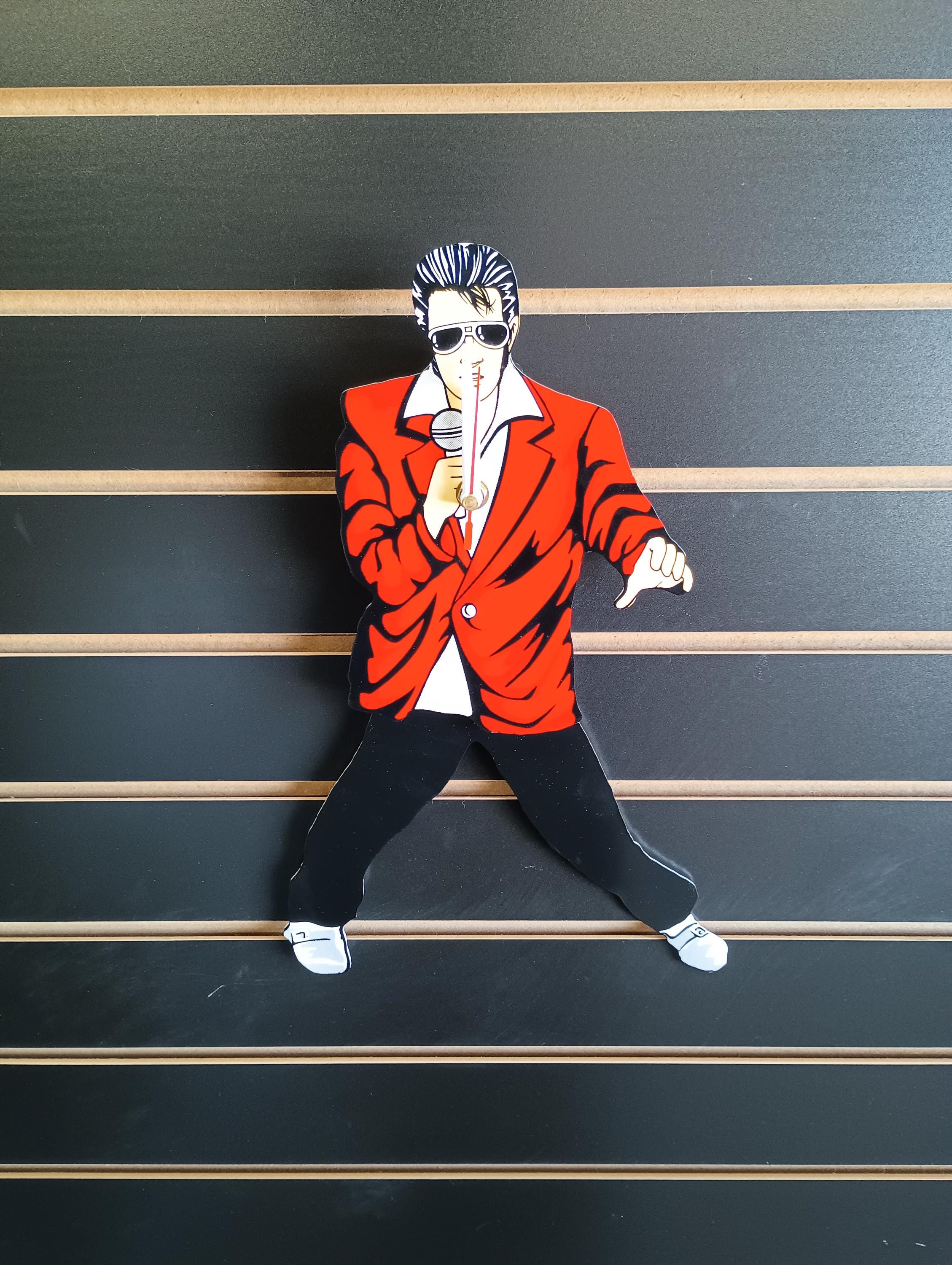 Vntage Elvs Presley Pendulum Clock. Battery Operated. Takes Two AA - View #5