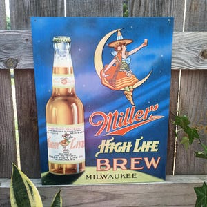 Miller High Life Beer Sign Basement Bar Signage Miller Lite Bartender Gifts 21st Birthday Decorations Vintage Beer Signs Mancave Wall Decor