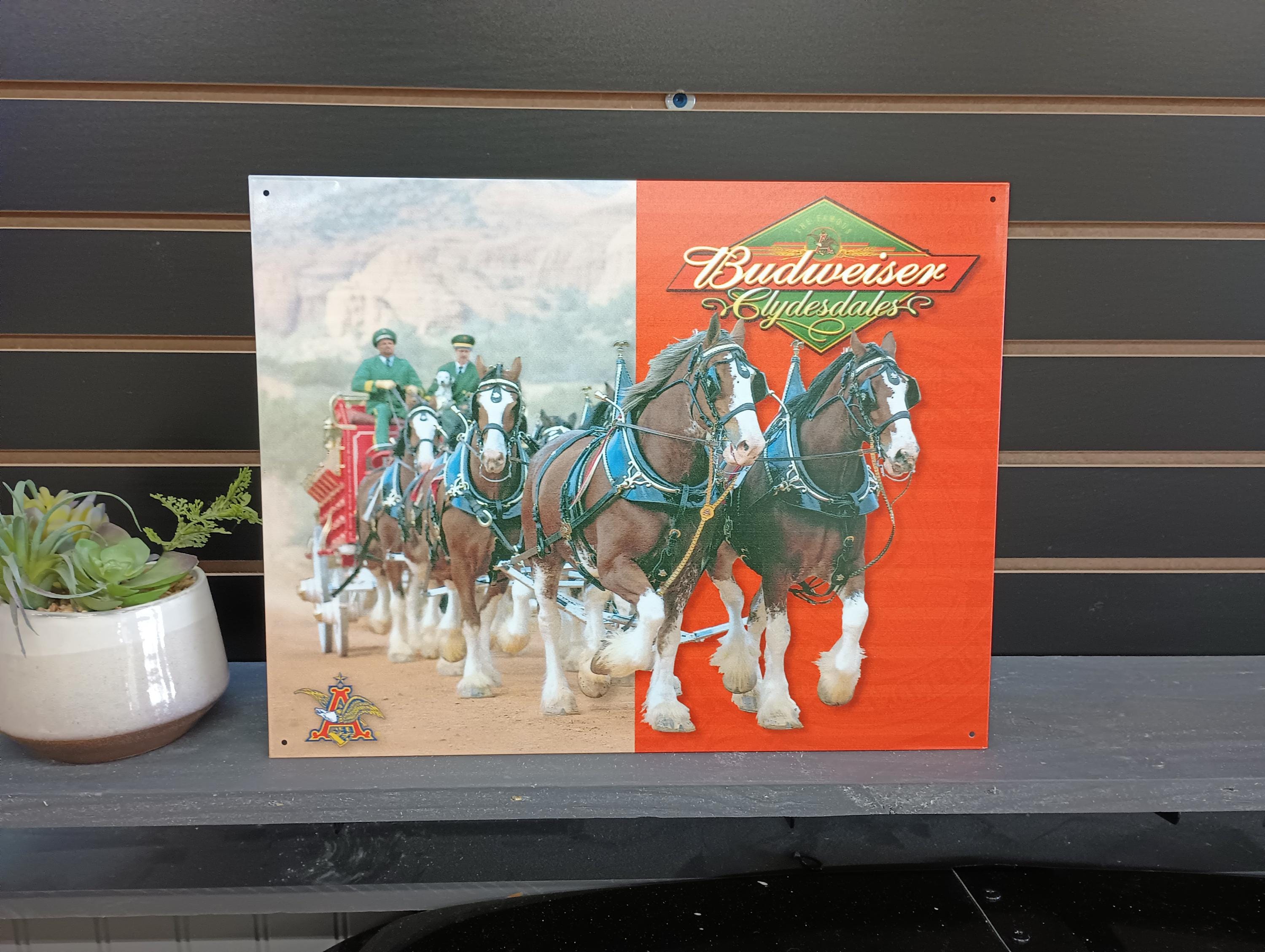 Znak piwa Budweiser Clydesdales Znak baru w piwnicy Anheuser Busch Prezenty dla barmana Dekoracje na 21. urodziny Vintage Bud Beer Mancave