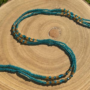 Blue Diamond Waist Beads With Clasp or Traditional Tie-on Option - Handmade Belly Chain - Beaded Waist Jewellery