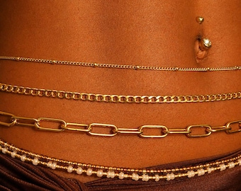 Waist Chains | 18k Gold Plated Belly Jewellery | Minimal Layering Body Piece