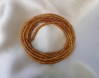 Gold Waist Beads With Clasp or Traditional Tie-on Handmade Beaded Belly Chain