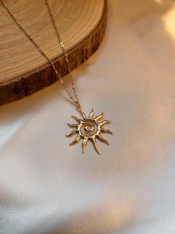 Spiral Sun Necklace - 18k Gold Plated Stainless Steel - Vitality & Renewal
