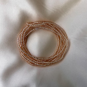 Rose Gold Waist Beads With Clasp or Traditional Tie-on Handmade Beaded Belly Chain