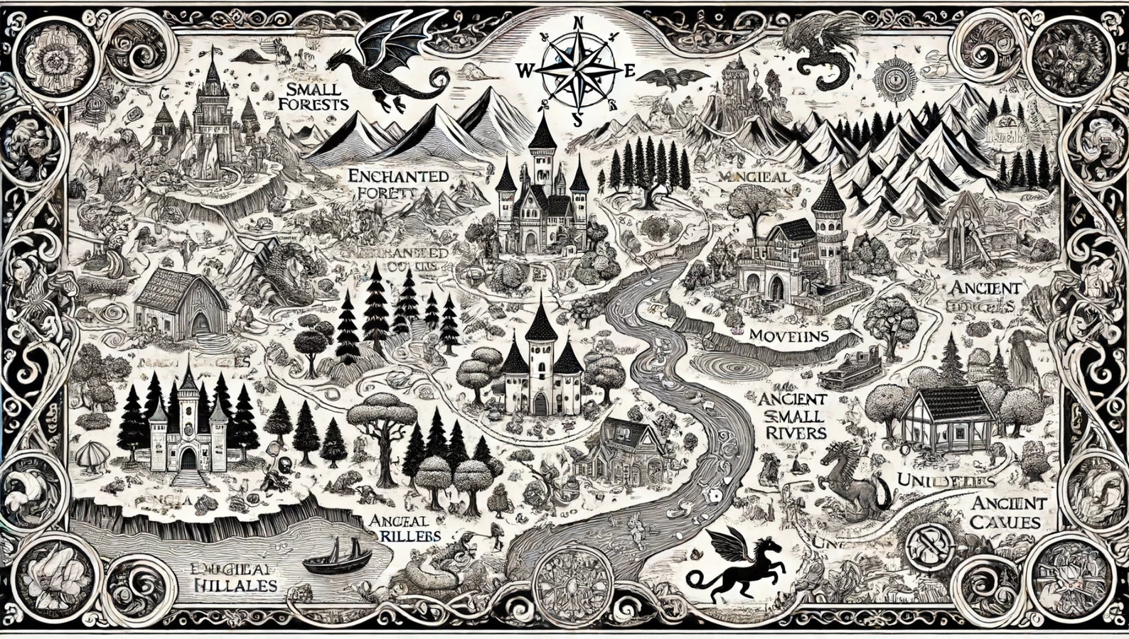 14 Fantasy Map Coloring Pages - Adult and Kids Coloring Book, Fantasy ...